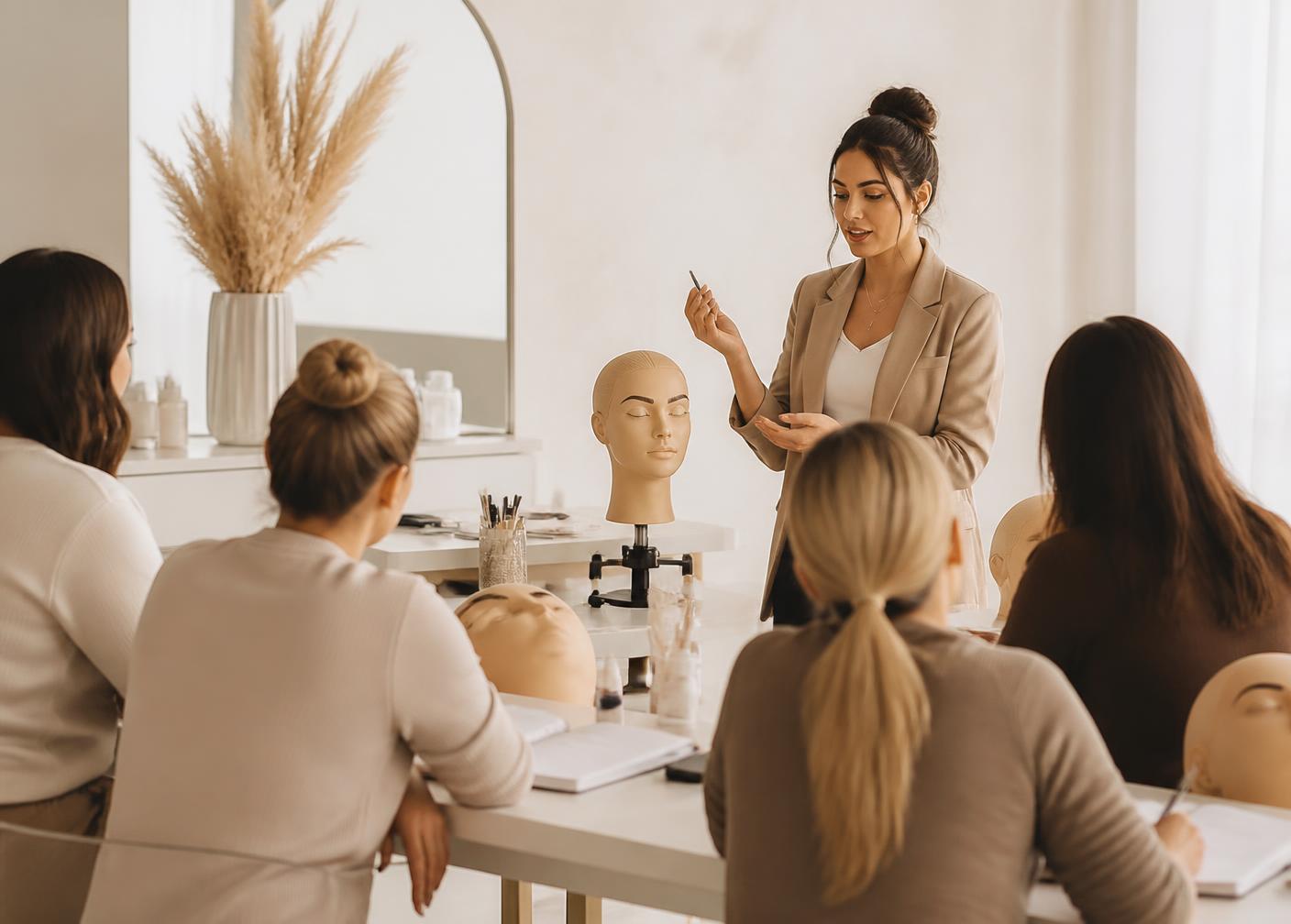 Amanda Santos ministrando curso para alunas em estúdio